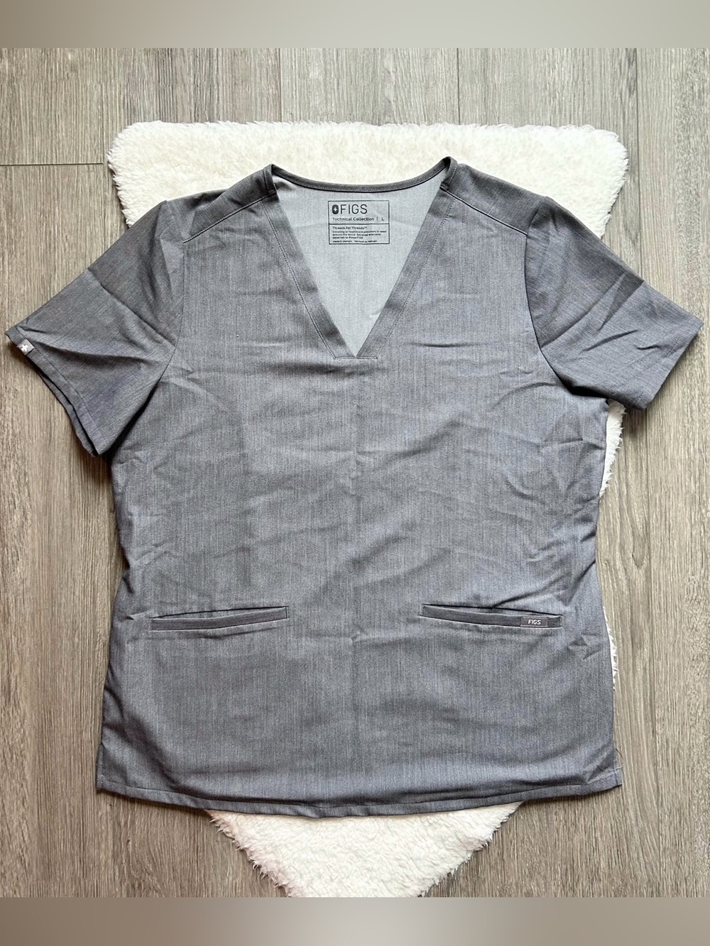 FIGS Women's Gray V-Neck Scrub Top